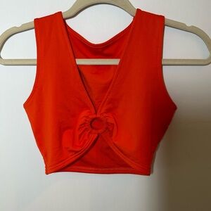 Women's Orange Sleeveless Peep hole Top Small